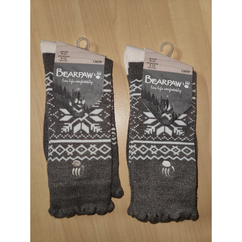 2 Packs~Women's Bearpaw Super Soft Crew Snowflake Socks Shoe Sz 5-12~NEW W/ Tags